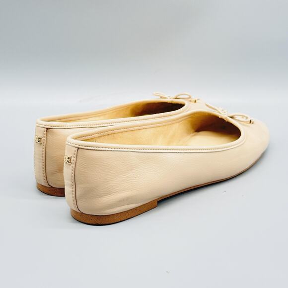 Sam Edelman Shoes Womens 8 Beige Leather Felicia Ballet Flats Bow Charm Slip On - Picture 8 of 12